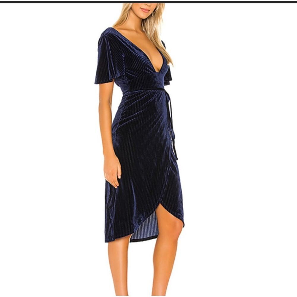 Revolve Privacy Please Low Cut Velvet Midi Dress Purple Size XS NEW